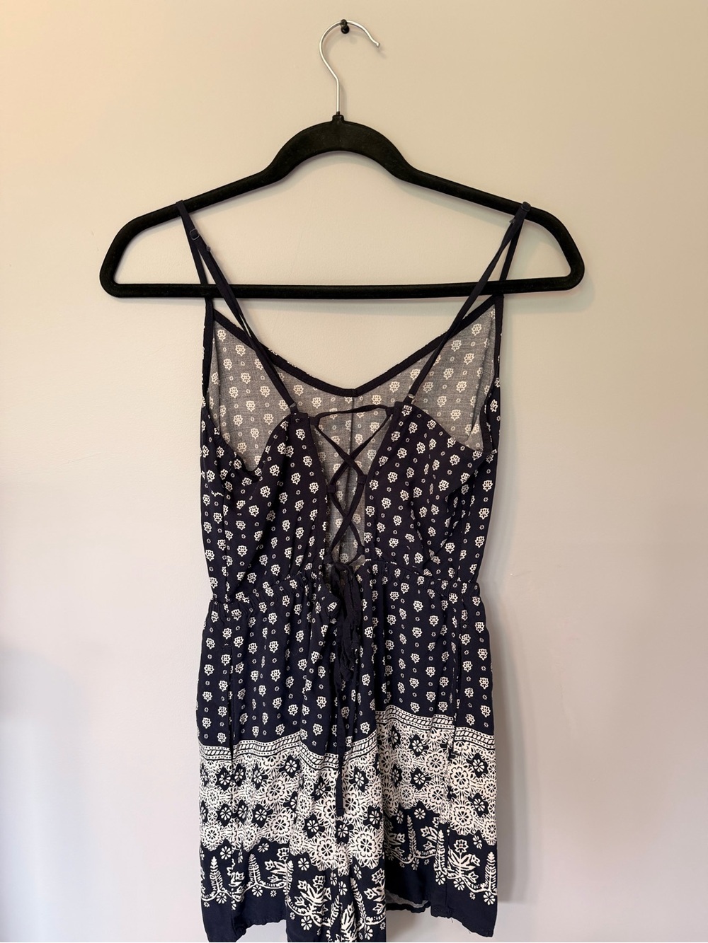 Garage Navy Blue and White Printed Romper - Picture 5 of 5